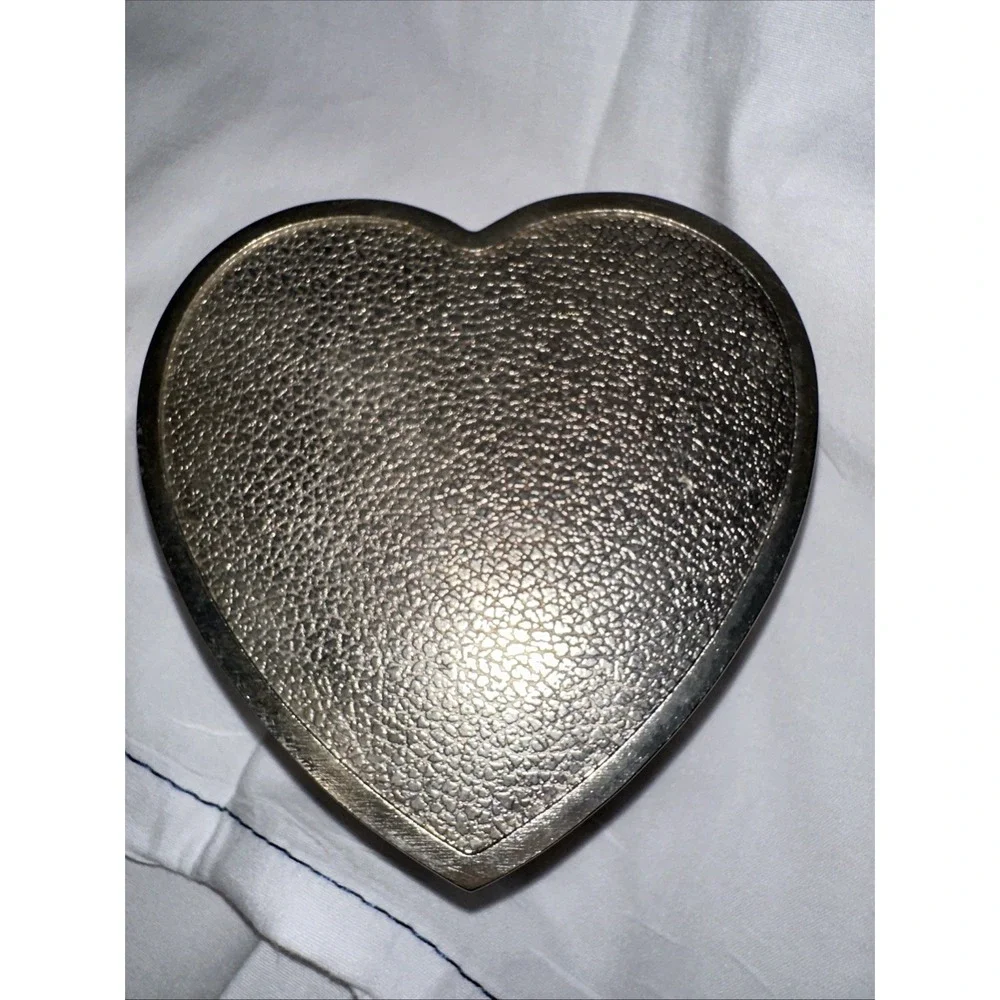 Silver Plated Lino‎ Heart Shaped Vintage Jewellery Box - Trinket